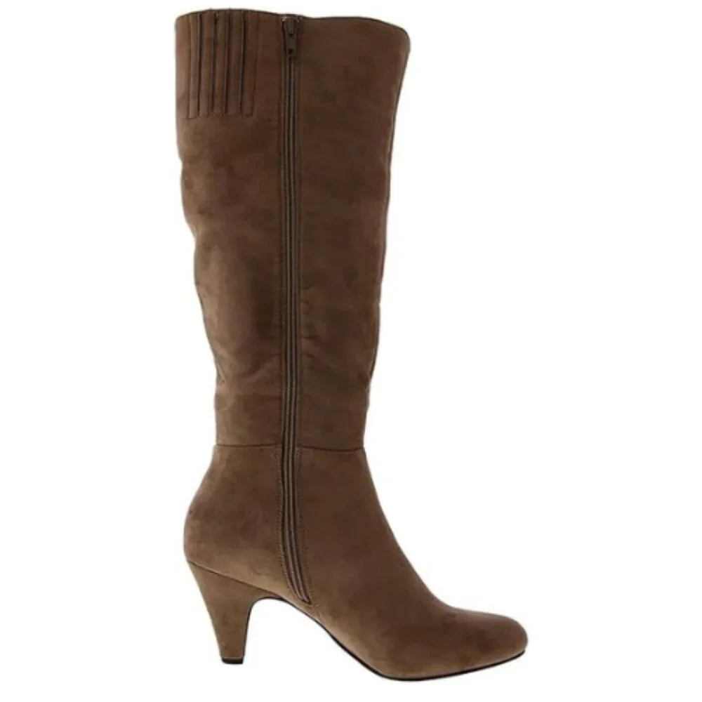 Bella Vita Women's Corinne Suede Kitten Knee Boots, Size 5.5 M, TAUPE